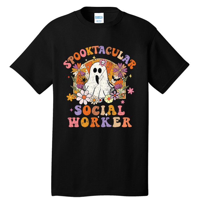 Spooktacular Social Worker Happy Halloween Spooky Matching Tall T-Shirt