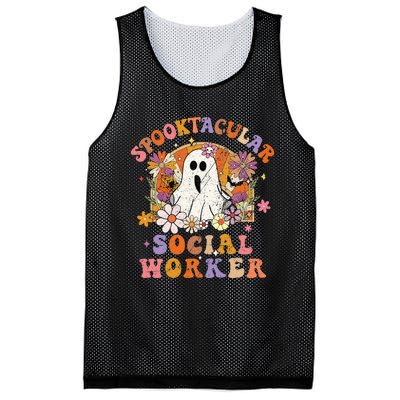 Spooktacular Social Worker Happy Halloween Spooky Matching Mesh Reversible Basketball Jersey Tank