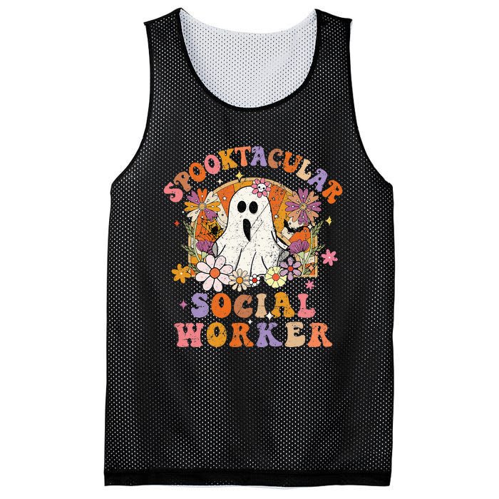 Spooktacular Social Worker Happy Halloween Spooky Matching Mesh Reversible Basketball Jersey Tank