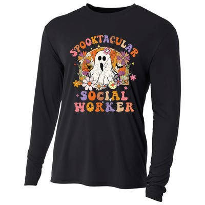 Spooktacular Social Worker Happy Halloween Spooky Matching Cooling Performance Long Sleeve Crew