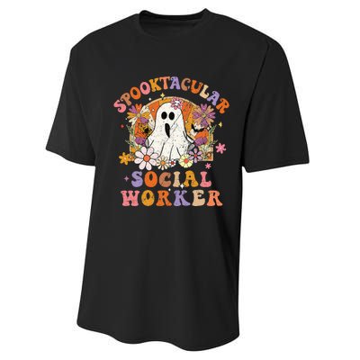 Spooktacular Social Worker Happy Halloween Spooky Matching Performance Sprint T-Shirt