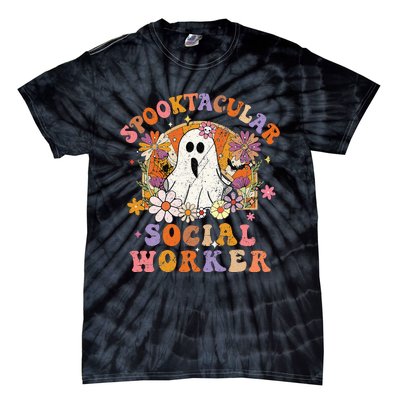 Spooktacular Social Worker Happy Halloween Spooky Matching Tie-Dye T-Shirt