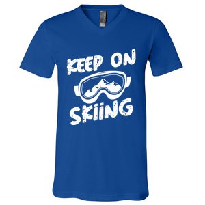 Skiing Ski Winter Vacation Keep On Skiing Gift V-Neck T-Shirt