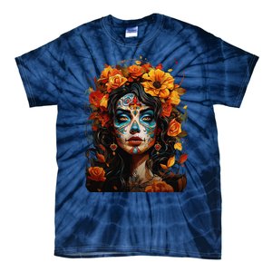 Sugar Skull Women De Los Muertos La Catrina Day Of The Dead Tie-Dye T-Shirt