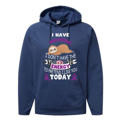 Sarcoidosis Sloth Warrior Awareness Funny Gift Halloween Purple Gift Performance Fleece Hoodie