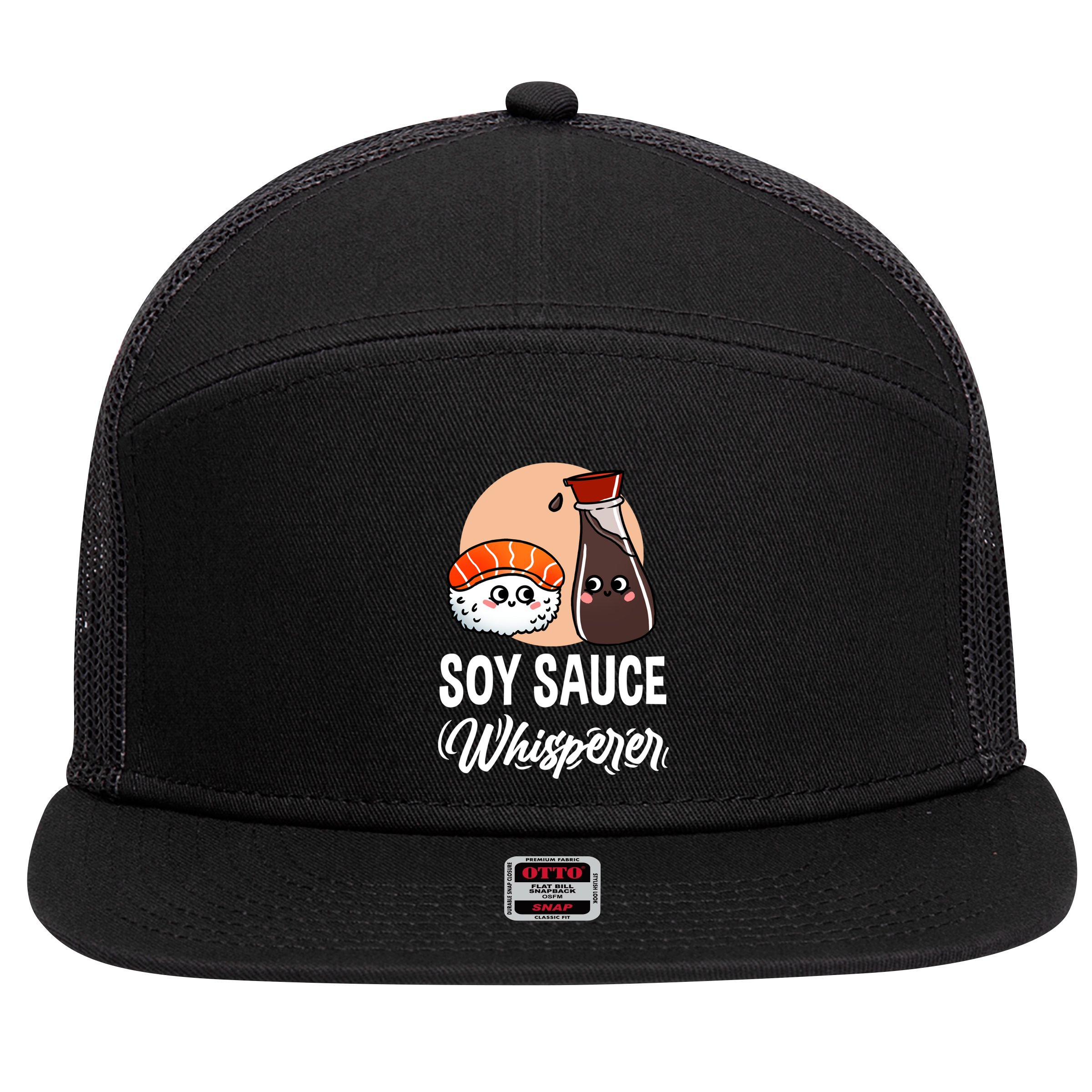 Soy Sauce Whisperer For Sushi Lover Gift 7 Panel Mesh Trucker Snapback Hat