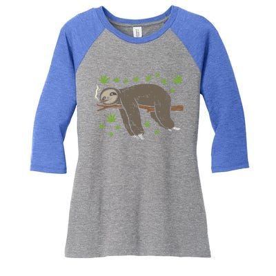 Sloth Smoking Weed Cannabis 420 Thc Marijuana Stoner Gift Women's Tri-Blend 3/4-Sleeve Raglan Shirt