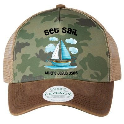 Set Sail Where Jesus Leads Legacy Tie Dye Trucker Hat