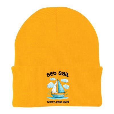 Set Sail Where Jesus Leads Knit Cap Winter Beanie