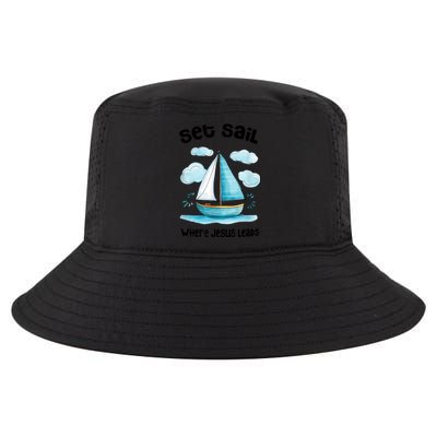 Set Sail Where Jesus Leads Cool Comfort Performance Bucket Hat