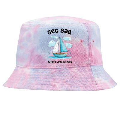 Set Sail Where Jesus Leads Tie-Dyed Bucket Hat