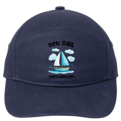 Set Sail Where Jesus Leads 7-Panel Snapback Hat