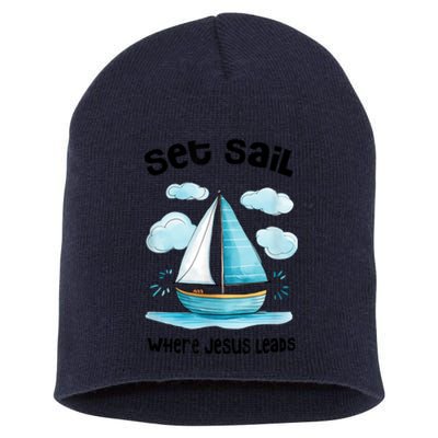 Set Sail Where Jesus Leads Short Acrylic Beanie