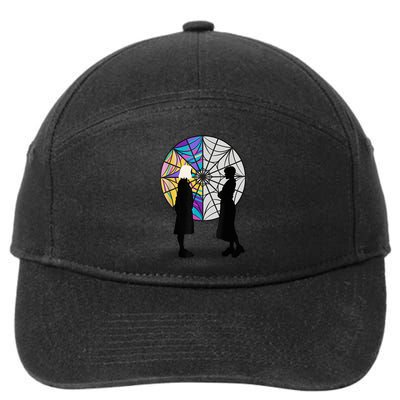 Silhouettes Spiderweb Window Wednesday And Enid 7-Panel Snapback Hat