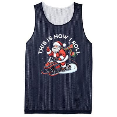 Santa Snowmobiling Xmas Funny Winter Holiday Christmas Mesh Reversible Basketball Jersey Tank