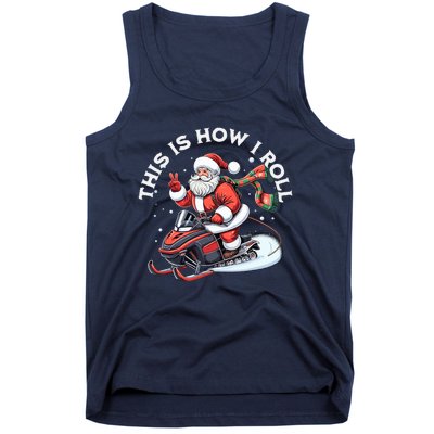 Santa Snowmobiling Xmas Funny Winter Holiday Christmas Tank Top