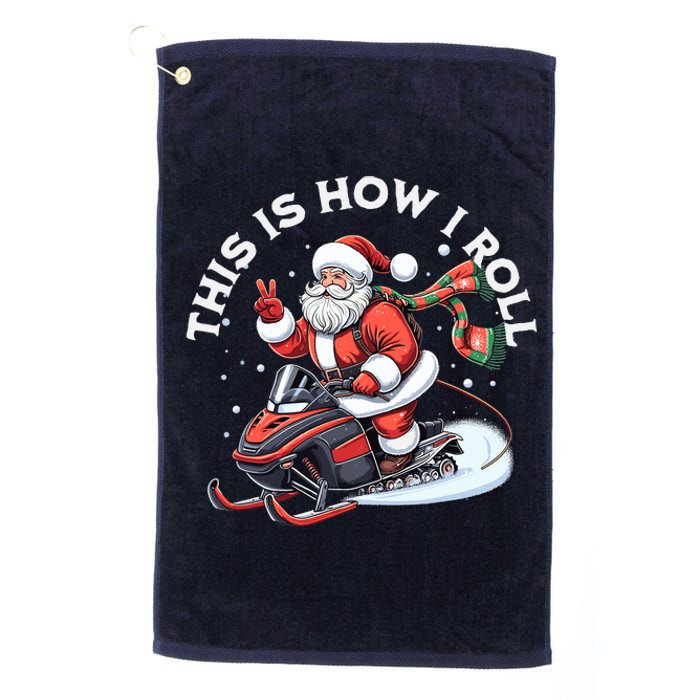 Santa Snowmobiling Xmas Funny Winter Holiday Christmas Platinum Collection Golf Towel