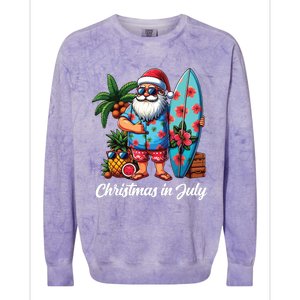 Santa Sunglasses Xmas Beach Tropical Christmas In July Colorblast Crewneck Sweatshirt