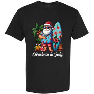 Santa Sunglasses Xmas Beach Tropical Christmas In July Garment-Dyed Heavyweight T-Shirt