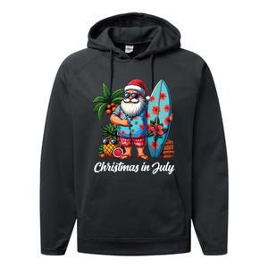 Santa Sunglasses Xmas Beach Tropical Christmas In July Performance Fleece Hoodie