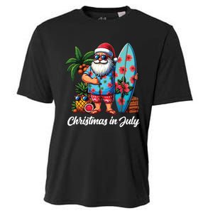 Santa Sunglasses Xmas Beach Tropical Christmas In July Cooling Performance Crew T-Shirt