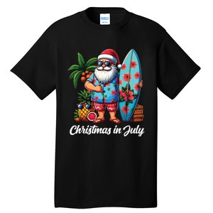 Santa Sunglasses Xmas Beach Tropical Christmas In July Tall T-Shirt