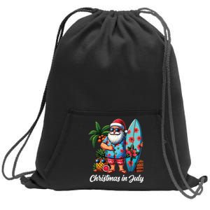 Santa Sunglasses Xmas Beach Tropical Christmas In July Sweatshirt Cinch Pack Bag