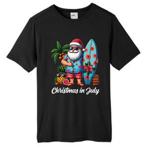 Santa Sunglasses Xmas Beach Tropical Christmas In July Tall Fusion ChromaSoft Performance T-Shirt