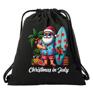 Santa Sunglasses Xmas Beach Tropical Christmas In July Drawstring Bag