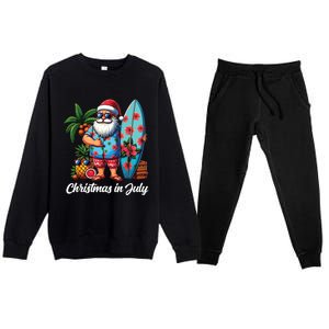 Santa Sunglasses Xmas Beach Tropical Christmas In July Premium Crewneck Sweatsuit Set