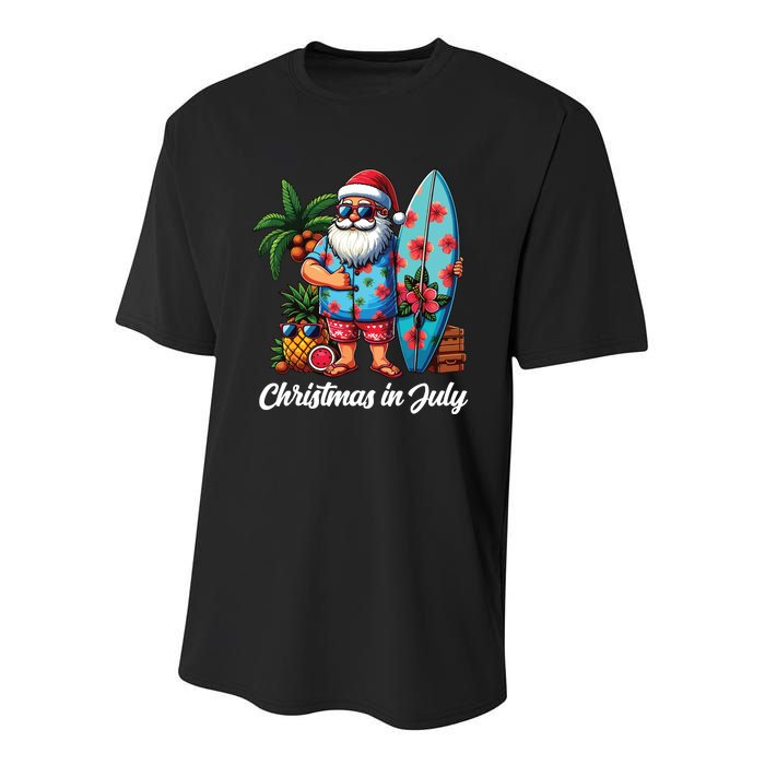 Santa Sunglasses Xmas Beach Tropical Christmas In July Youth Performance Sprint T-Shirt