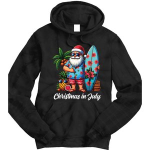 Santa Sunglasses Xmas Beach Tropical Christmas In July Tie Dye Hoodie