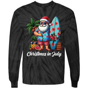 Santa Sunglasses Xmas Beach Tropical Christmas In July Tie-Dye Long Sleeve Shirt