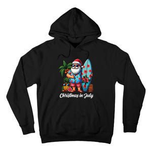 Santa Sunglasses Xmas Beach Tropical Christmas In July Tall Hoodie