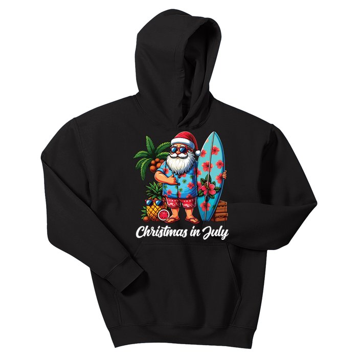 Santa Sunglasses Xmas Beach Tropical Christmas In July Kids Hoodie