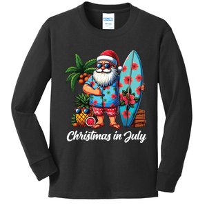 Santa Sunglasses Xmas Beach Tropical Christmas In July Kids Long Sleeve Shirt