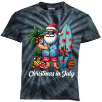 Santa Sunglasses Xmas Beach Tropical Christmas In July Kids Tie-Dye T-Shirt