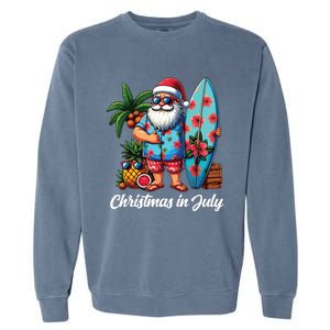 Santa Sunglasses Xmas Beach Tropical Christmas In July Garment-Dyed Sweatshirt