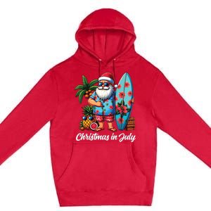 Santa Sunglasses Xmas Beach Tropical Christmas In July Premium Pullover Hoodie