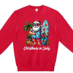 Santa Sunglasses Xmas Beach Tropical Christmas In July Premium Crewneck Sweatshirt