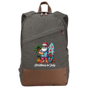 Santa Sunglasses Xmas Beach Tropical Christmas In July Cotton Canvas Backpack