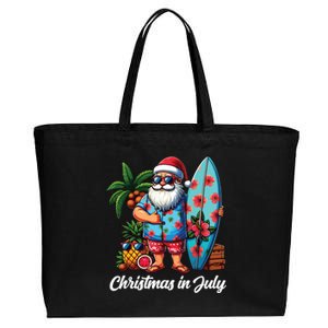 Santa Sunglasses Xmas Beach Tropical Christmas In July Cotton Canvas Jumbo Tote