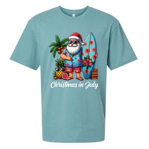 Santa Sunglasses Xmas Beach Tropical Christmas In July Sueded Cloud Jersey T-Shirt