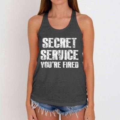 Secret Service YouRe Fired Funny Women's Knotted Racerback Tank