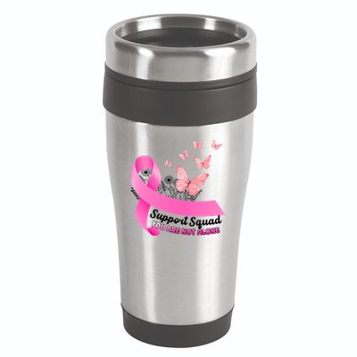Support Squad You Are Not Alone Breast Cancer Butterfly Ribbon 16oz Travel Tumbler