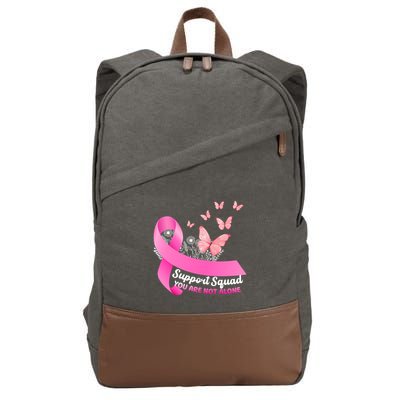 Support Squad You Are Not Alone Breast Cancer Butterfly Ribbon Cotton Canvas Backpack