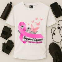 Support Squad You Are Not Alone Breast Cancer Butterfly Ribbon Cooling Performance Crew T-Shirt
