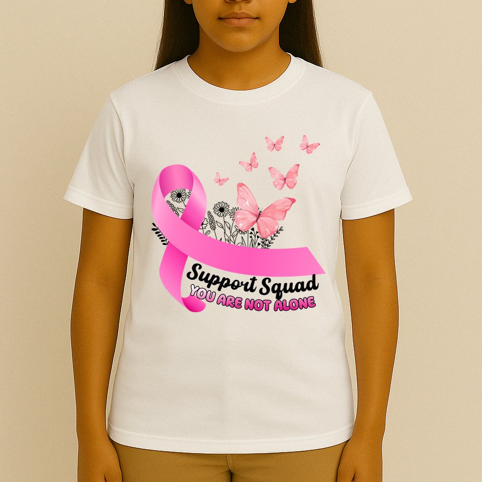 Support Squad You Are Not Alone Breast Cancer Butterfly Ribbon T-Shirt