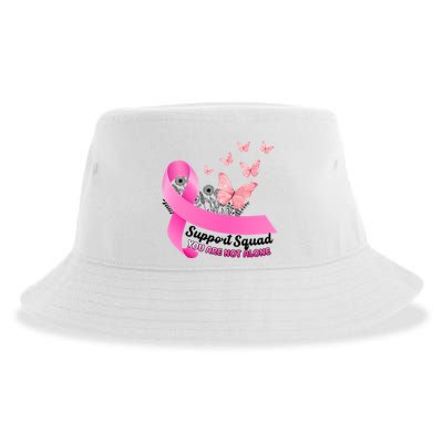 Support Squad You Are Not Alone Breast Cancer Butterfly Ribbon Sustainable Bucket Hat