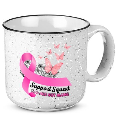 Support Squad You Are Not Alone Breast Cancer Butterfly Ribbon 15oz Campfire Ceramic Mug